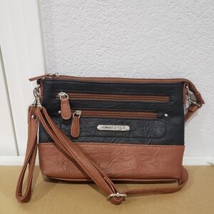 Two-Tone Black and Brown Crossbody Bag